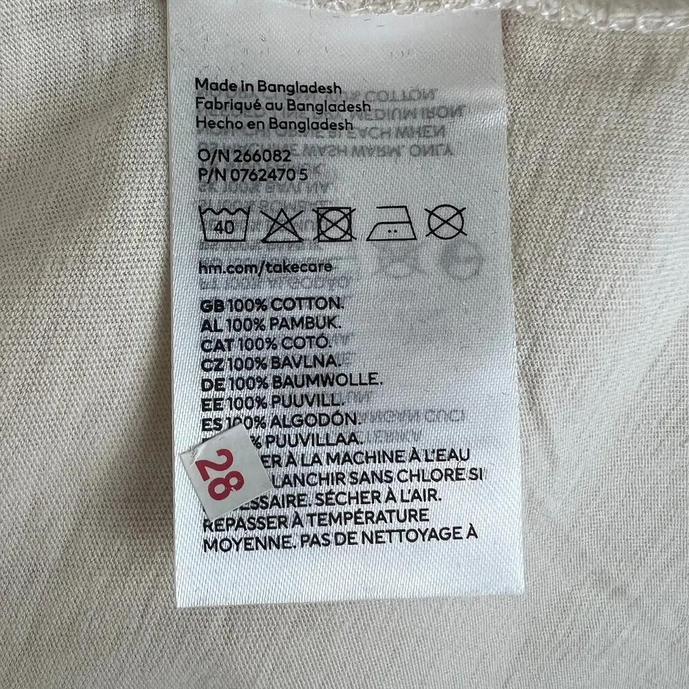 AC/DC x H&M Cream Short Sleeve Crewneck Cotton Graphic Print Tee Size S Small